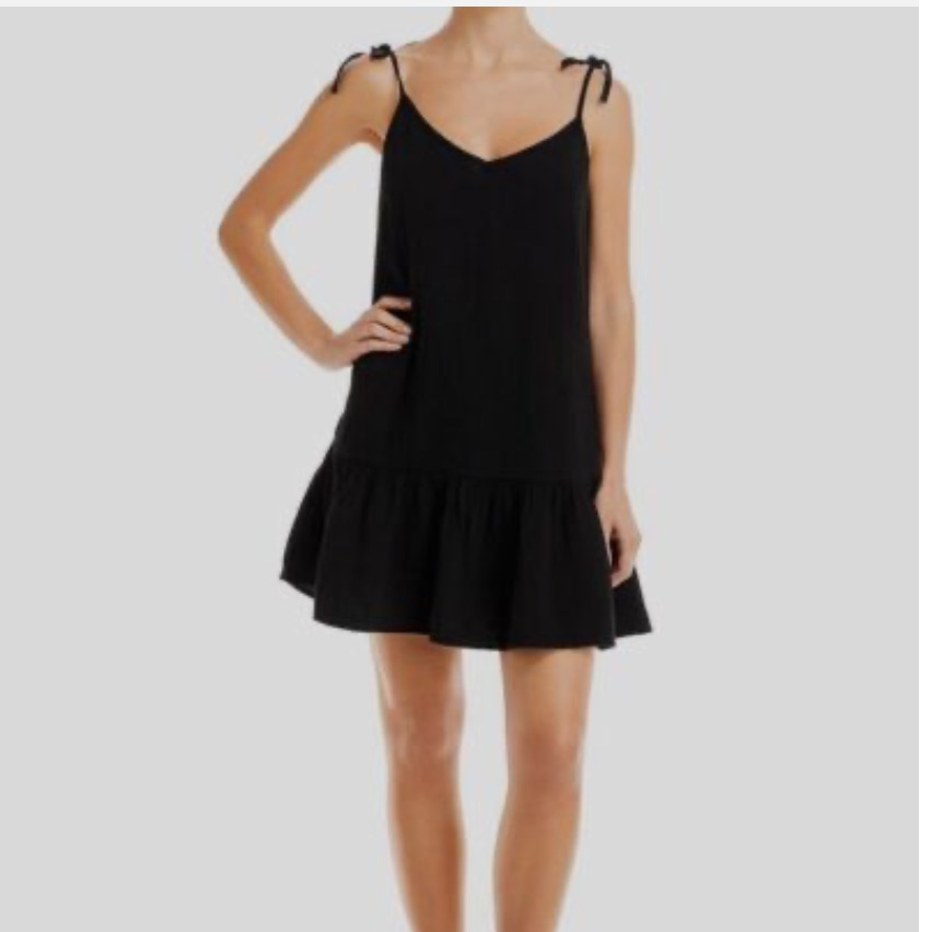 Nwt - Monrow Gauze Easy Dress In Black